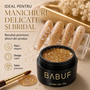 Gel de Constructie Reflectiv Autonivelant | Golden Glitter | GBG4 | 30g - Img 5