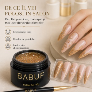 Gel de Constructie Reflectiv Autonivelant | Golden Glitter | GBG4 | 50g - Img 7