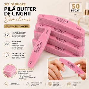 Set 50 bucati | Pila Buffer de Unghii | Semilună | BF1 | Abrazivitate 100/180 - Img 4