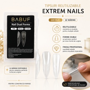 Tipsuri Reutilizabile | Extrem nails | 120 buc. | 12 marimi - Img 4