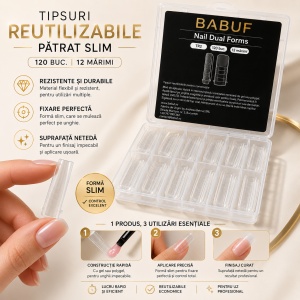 Tipsuri Reutilizabile | Patrat SLIM | 120 buc. | 12 marimi - Img 5
