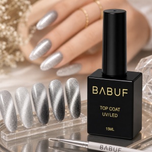 Top Coat Cat Eye | Argintiu Magnetic | TCE1 | 15ml - Img 3