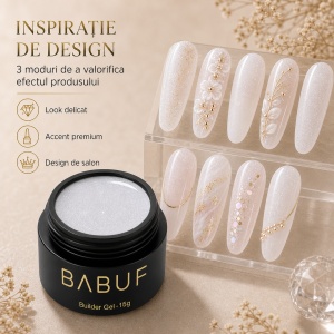Gel de Constructie Camuflaj | Alb Laptos cu Glitter | CBG1 | 15g - Img 6