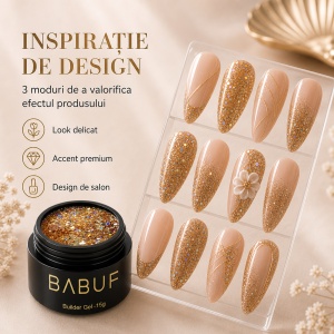 Gel de Constructie Reflectiv Autonivelant | Golden Glitter | GBG4 | 15g - Img 6