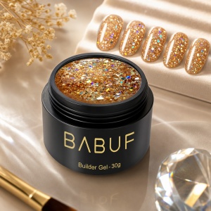 Gel de Constructie Reflectiv Autonivelant | Golden Glitter | GBG4 | 30g - Img 2