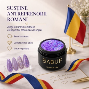 Gel de Constructie Reflectiv Autonivelant | Lavender Glitter | GBG2 | 50g - Img 8