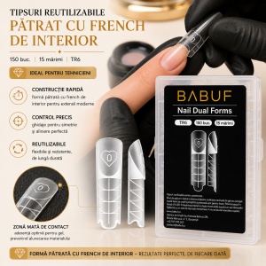 Tipsuri Reutilizabile | Patrat cu French de Interior | 150 buc. | 15 marimi - Img 3