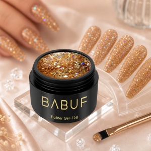 Gel de Constructie Reflectiv Autonivelant | Golden Glitter | GBG4 | 15g - Img 3
