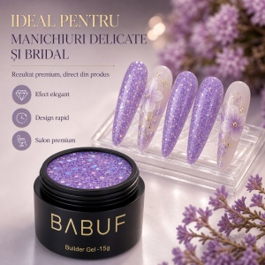 Gel de Constructie Reflectiv Autonivelant | Lavender Glitter | GBG2 | 15g - Img 5