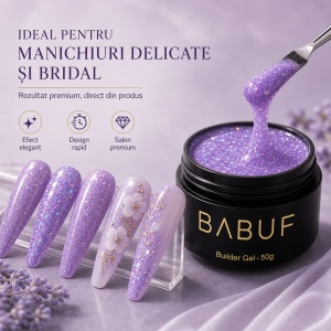 Gel de Constructie Reflectiv Autonivelant | Lavender Glitter | GBG2 | 50g - Img 5