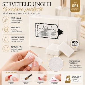 Servetele Unghii pentru degresare albe | fara fibre | SP1 | Set 630 bucati - Img 3