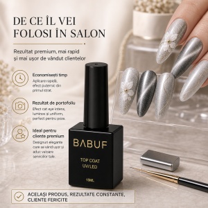 Top Coat Cat Eye | Argintiu Magnetic | TCE1 | 15ml - Img 7