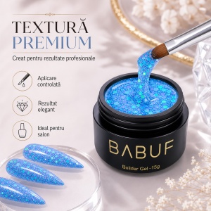 Gel de Constructie Reflectiv Autonivelant | Aqua Glitter | GBG3 | 15g - Img 4