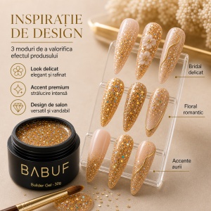 Gel de Constructie Reflectiv Autonivelant | Golden Glitter | GBG4 | 30g - Img 6
