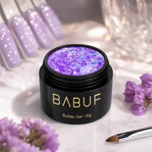 Gel de Constructie Reflectiv Autonivelant | Lavender Glitter | GBG2 | 15g - Img 2