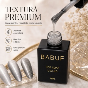 Top Coat Cat Eye | Argintiu Magnetic | TCE1 | 15ml - Img 4