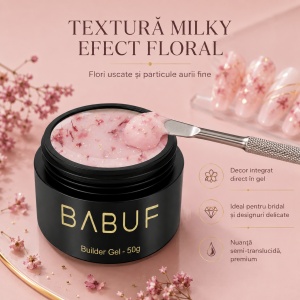 Gel de Constructie Flori Uscate | Milky Pink Petals | BGFU10 | 50g - Img 4