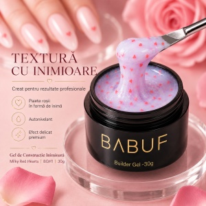 Gel de Constructie Inimioara | Milky Red Hearts | BGH1 | 30g - Img 5