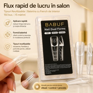 Tipsuri Reutilizabile | Balerina cu French de Interior | 150 buc. | 15 marimi - Img 6