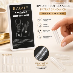 Tipsuri Reutilizabile | Patrat Sandwich | 240 buc. | 15 marimi - Img 2