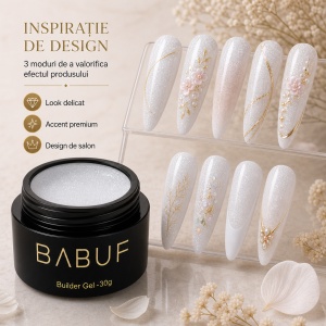 Gel de Constructie Autonivelant | Alb Laptos Glitter | BGG1 | 30g - Img 6