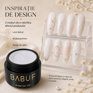 Gel de Constructie Camuflaj | Alb Laptos cu Glitter | CBG1 | 30g - Img 6