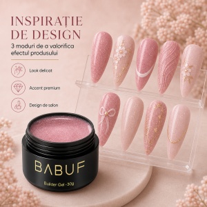 Gel de Constructie Reflectiv Autonivelant | Blush Pink Sparkle | GBG10 | 30g - Img 6