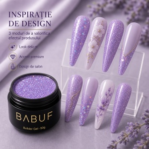 Gel de Constructie Reflectiv Autonivelant | Lavender Glitter | GBG2 | 50g - Img 6