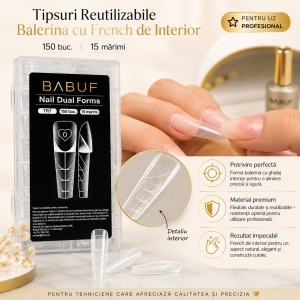 Tipsuri Reutilizabile | Balerina cu French de Interior | 150 buc. | 15 marimi - Img 3