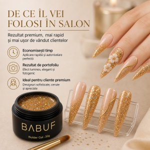 Gel de Constructie Reflectiv Autonivelant | Golden Glitter | GBG4 | 30g - Img 7