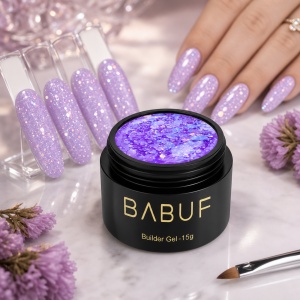 Gel de Constructie Reflectiv Autonivelant | Lavender Glitter | GBG2 | 15g - Img 3