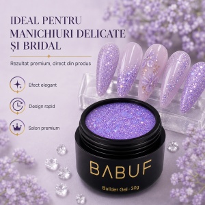 Gel de Constructie Reflectiv Autonivelant | Lavender Glitter | GBG2 | 30g - Img 5