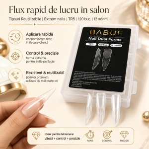 Tipsuri Reutilizabile | Extrem nails | 120 buc. | 12 marimi - Img 6