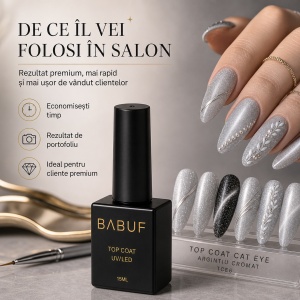 Top Coat Cat Eye | Argintiu Cromat | TCE6 | 15ml - Img 7