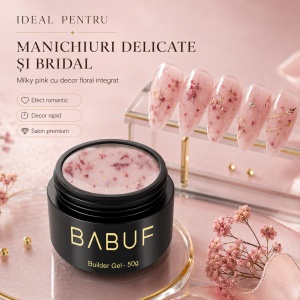 Gel de Constructie Flori Uscate | Milky Pink Petals | BGFU10 | 50g - Img 5