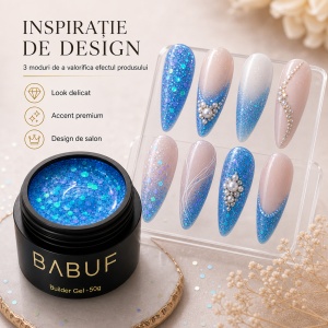 Gel de Constructie Reflectiv Autonivelant | Aqua Glitter | GBG3 | 50g - Img 6