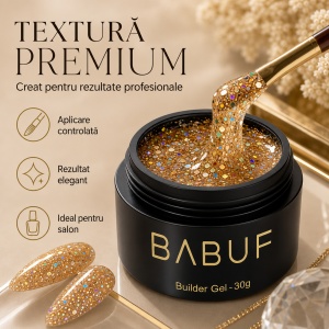 Gel de Constructie Reflectiv Autonivelant | Golden Glitter | GBG4 | 30g - Img 4