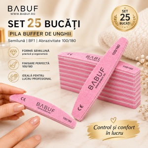 Set 25 bucati | Pila Buffer de Unghii | Semilună | BF1 | Abrazivitate 100/180 - Img 5