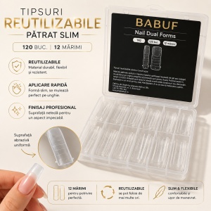 Tipsuri Reutilizabile | Patrat SLIM | 120 buc. | 12 marimi - Img 4