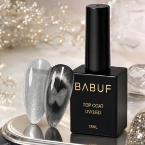 Top Coat Cat Eye | Argintiu Magnetic | TCE1 | 15ml - Img 2