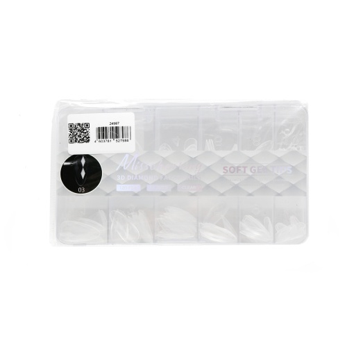 Tipsuri de gel „Diamante 3D”, Migdala, 03, 120 buc, 12 dimensiuni
