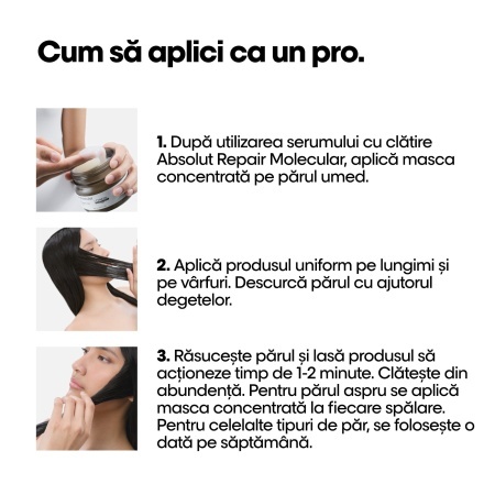 L’Oréal Professionnel Absolut Repair Molecular – Mască concentrată pentru păr deteriorat, cu 5 aminoacizi & peptide, 150ml - Img 11