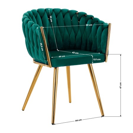 Scaun Salon - Velvet Emerald Gold - Img 3