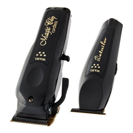 Set Barber Combo Wahl Mașină De Tuns Profesională Magic Clip Cordless + Mașină De Contur Detailer Li Negru - Img 5
