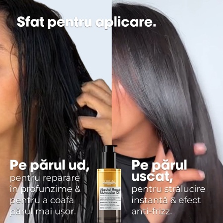 Ulei bifazic de păr L’Oréal Professionnel Absolut Repair Molecular– Anti-Frizz, Hranire Intensă & 100h Strălucire - Img 4
