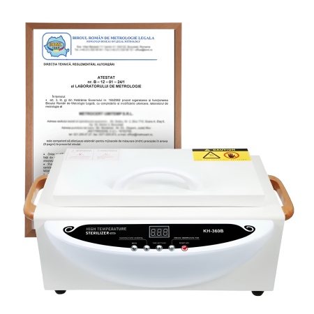Pupinel Calibrat, Sterilizator Profesional cu Aer Cald 200 C, Afisaj Electronic CH-360B, Acte DSP Incluse