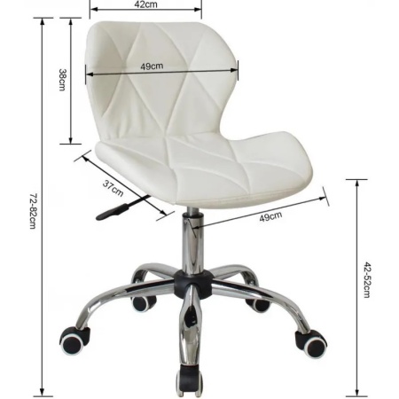 Scaun Frizerie/Coafor Damaris, Reglabil pe Inaltime, Piele Ecologica, Alb - Img 2