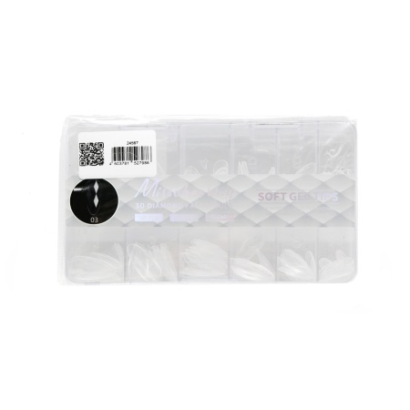 Tipsuri de gel „Diamante 3D”, Migdala, 03, 120 buc, 12 dimensiuni