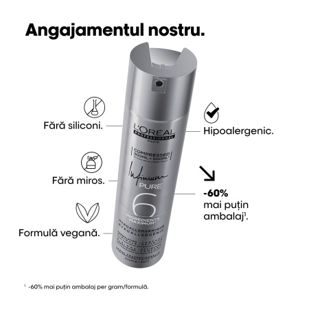 Fixativ Profesional L’Oréal Professionnel Infinium Pure Soft 300ml– Fixare Flexibilă și Strălucire Naturală - Img 2