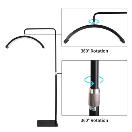 Lampa Led Semiluna 28 Inch, cu Picior Fix, Reglarea Intesitatii si Suport pentru Telefon, 65cm - Img 2